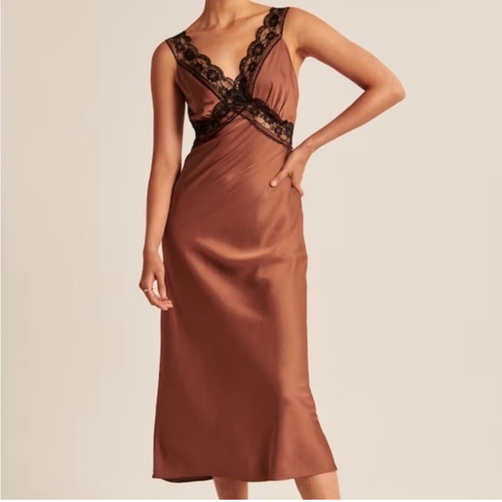 Abercrombie & Fitch satin slip midi dress